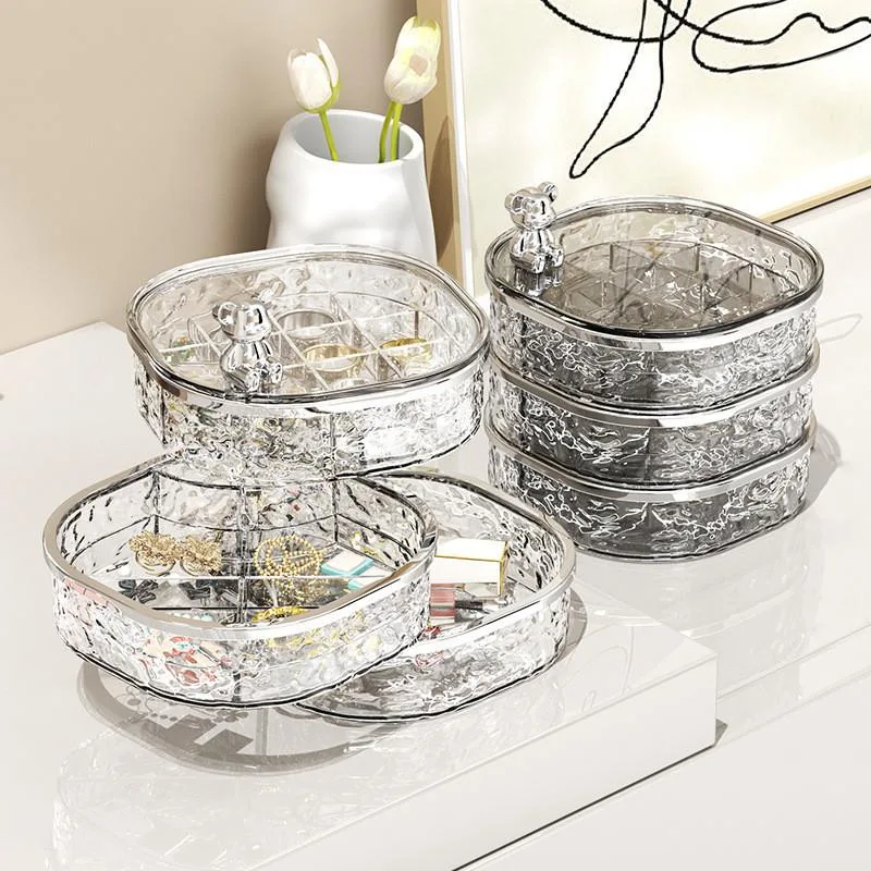 Desktop Jewelry Box Earring Ring Necklace Organizer Storage Vanity Kotak Barang Kemas Berputar - Image 7