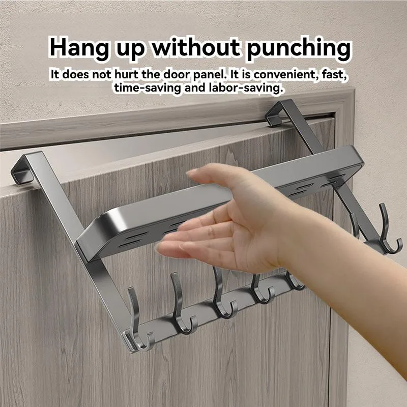 Drill Free Over The Door Hooks Rack for Clothes Towels Bags Wall Mount Back of Door Cangkuk Belakang Pintu Logam - Image 7
