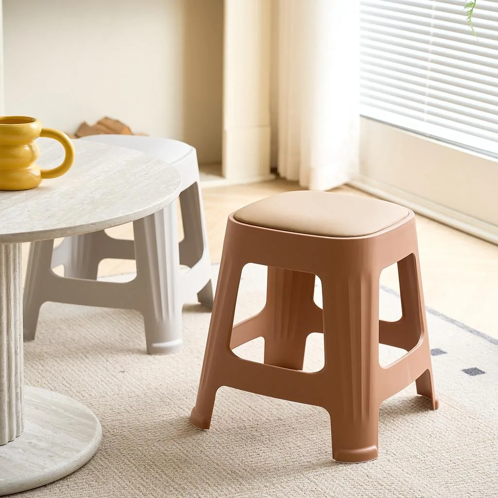 Stackable Plastic Dining Chair Light Luxury Square Stool For Home Kitchen Kerusi Plastik - Image 7