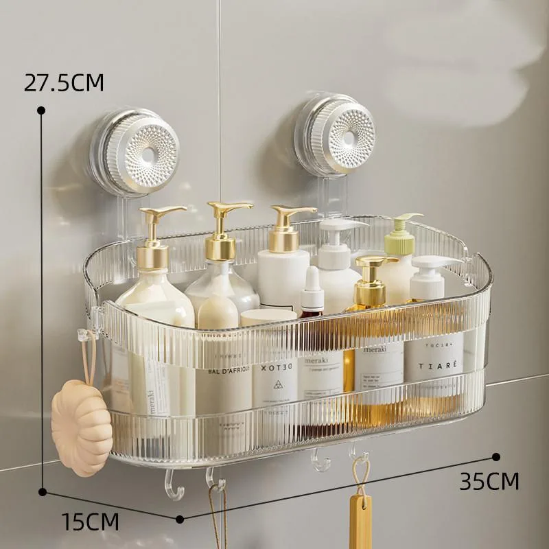 Suction Cup Organizer Rack Bathroom Wall Mount No Drill Cosmetic Storage Rack Rak Cawan Sedut - Image 7