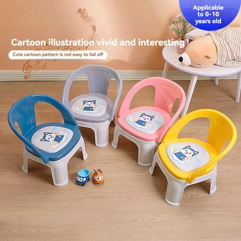 Cartoon Backrest Squeaky Dining Chair Stool For Baby Kids Feeding Kerusi Kanak-Kanak - Image 7