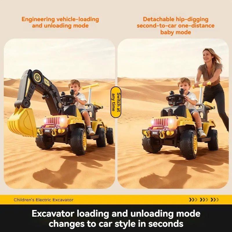 Kids Electric Excavator Large Digger Remote Control Ride On Toy Kereta Luncur Penggali Elektrik 4 Roda - Image 7