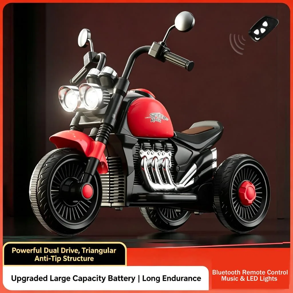 Kids Electric Motorcycle Rechargeable Tricycle Remote Control Toy Car Baby Electric Scooter Motosikal Elektrik - Image 7