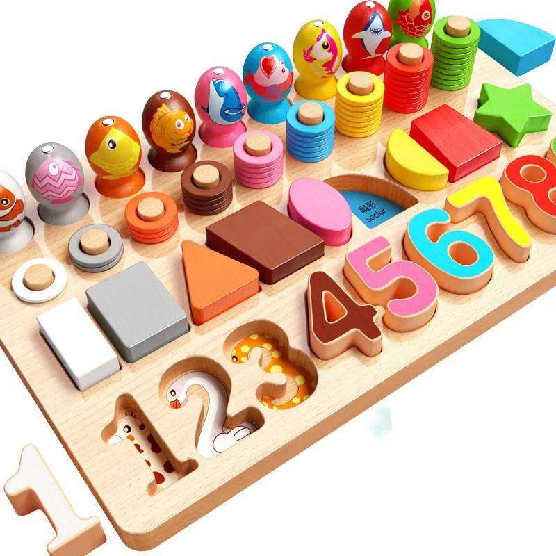 Wooden Number Puzzle Blocks Montessori Educational Toys For Toddlers And Kids Mainan Blok - Image 7