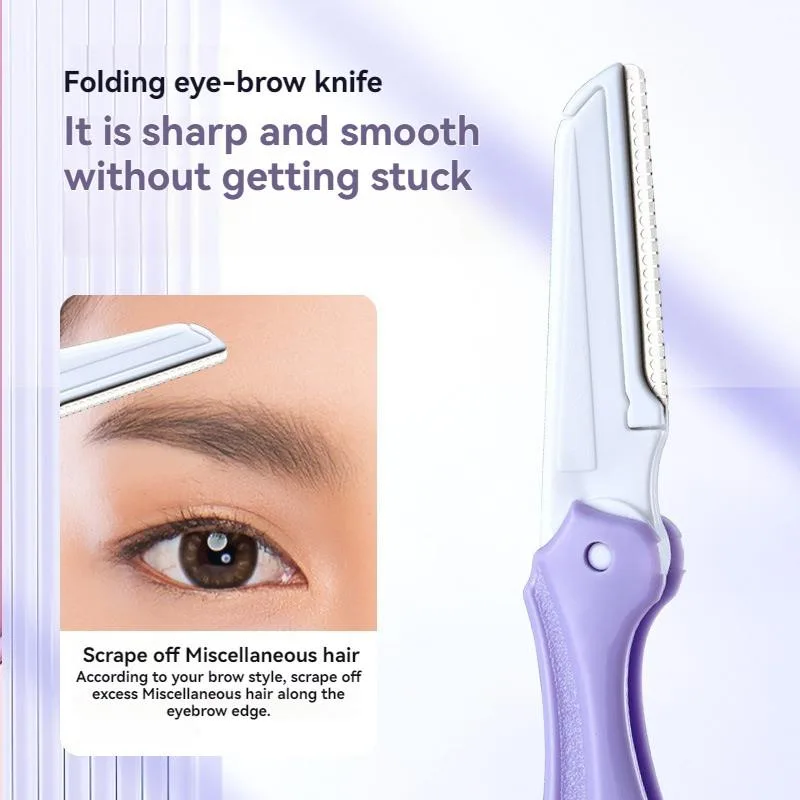 Foldable Eyebrow Razor Set With Eyebrow Comb Scissors For Women Beginners Set Pisau Alis - Image 7