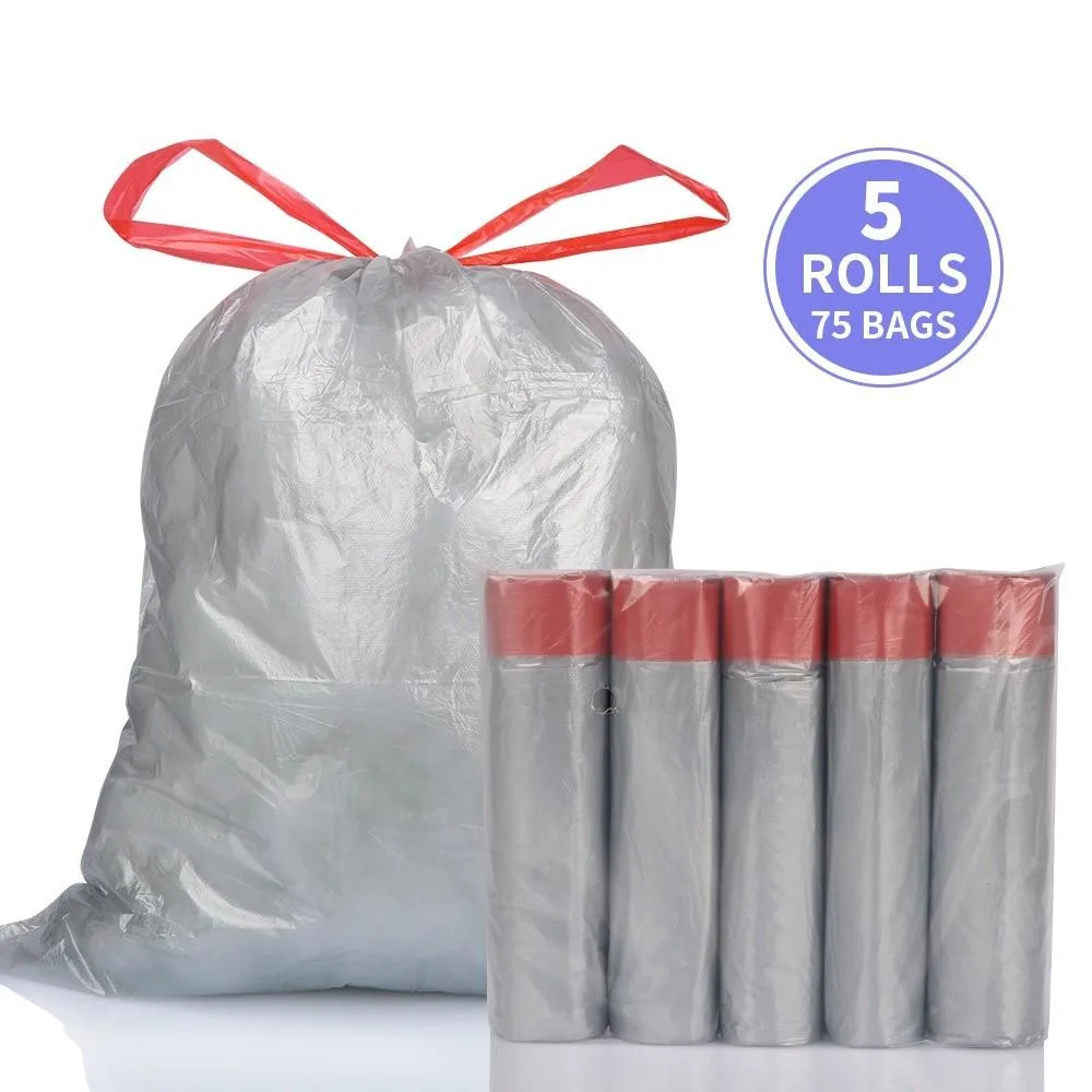 Beg Sampah Bertali 75PCS Pakai Buang, Beg Sampah & Simpanan untuk Pembersihan Rumah & Dapur - Image 7