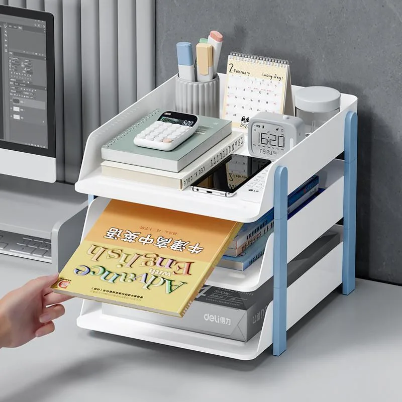 Pengatur Fail Meja Pejabat Boleh Tanggal, Rak Simpanan Dokumen A4 & Buku Desktop - Image 8