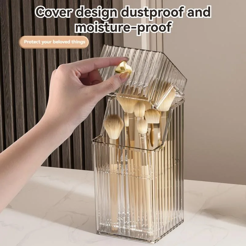 Kotak Penyimpanan Berus Makeup Kalis Debu Dengan Penutup Desktop Eyeshadow Organizer - Image 8