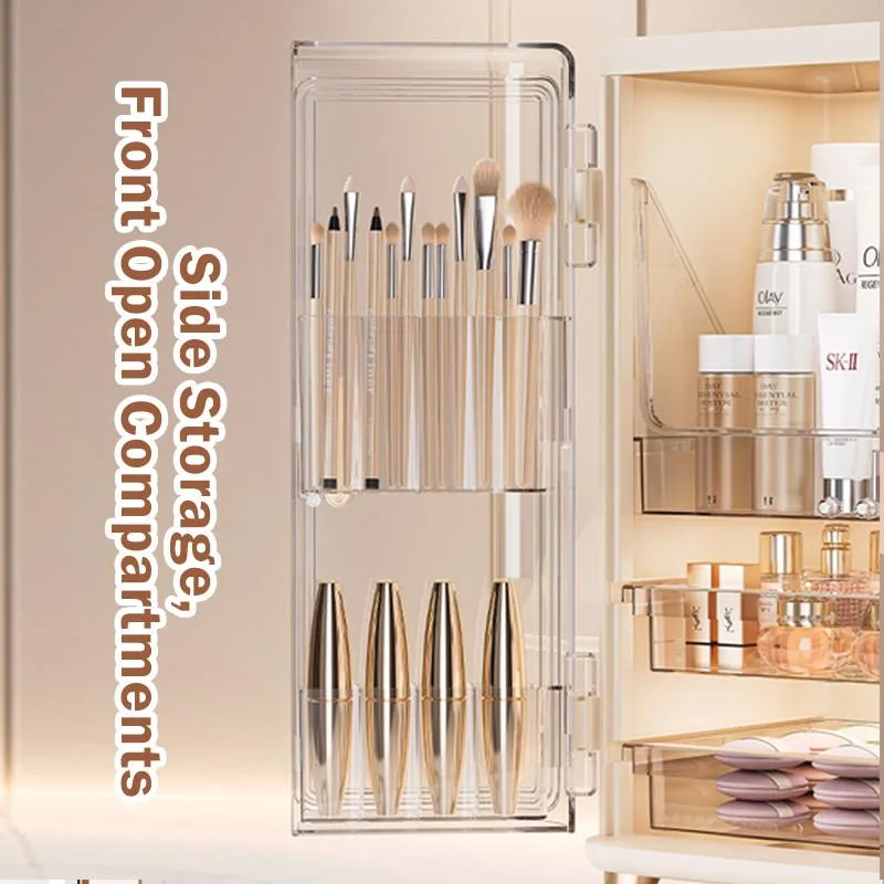 Bekas Simpanan Kosmetik Meja Solek Kalis Debu Rak Skincare Dengan Laci Besar Kapasiti Organizer Meja Solek Serbaguna - Image 8