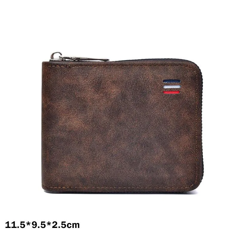 Dompet Lelaki Pendek Warna Polos Minimalis Belia Tiga Lipat Serbaguna Dengan Zip Untuk Syiling - Image 8