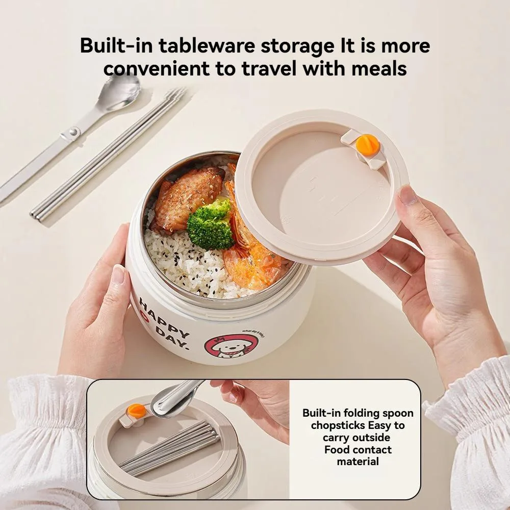 Kotak Makan Termal Panjang Ekstra Penebat 24 Jam Bento Dengan Pemegang Untuk Pejabat dan Sekolah - Image 8