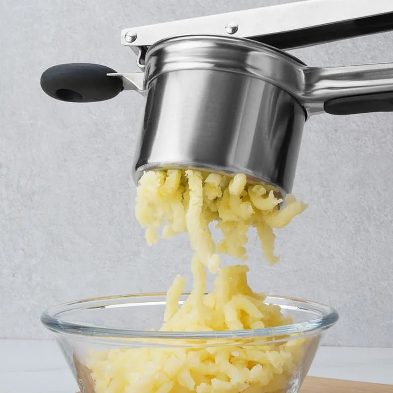 Penghancur Kentang Pemegang Silikon Baharu Dengan Mesh Boleh Tukar Ricer Kentang Untuk Dapur - Image 8