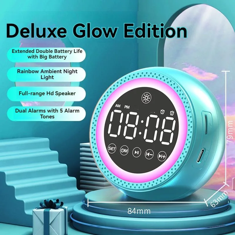 Jam Penggera Pintar AI Kawalan Suara Pembesar Suara Bluetooth Bunyi Kuat Boleh Cas Jam Meja untuk Pelajar Asrama - Image 8