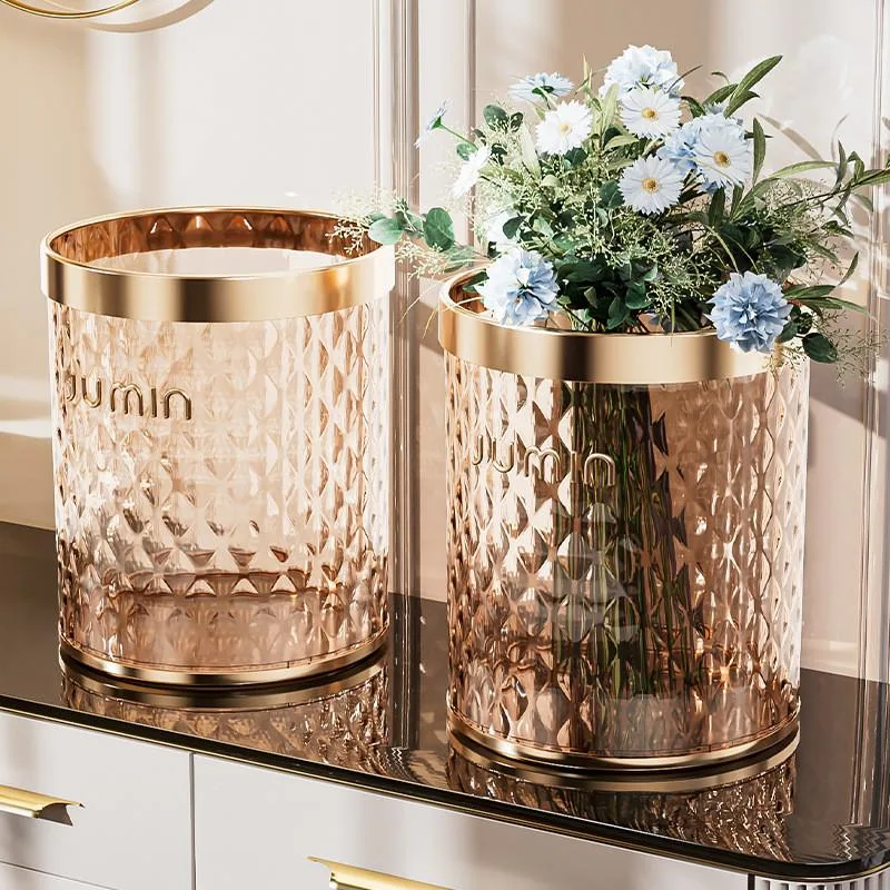 Transparent Trash Can Clear Garbage Bin for Living Room Bathroom Home Waste Basket Bin Sampah - Image 8