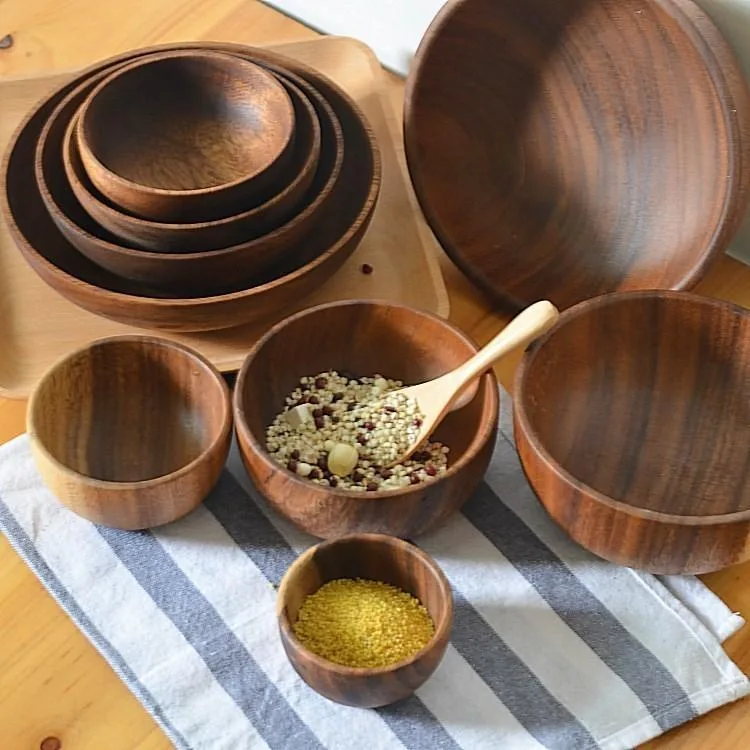 Large Wooden Salad Bowl Unbreakable Ramen Soup Bowl for Household Use Mangkuk Salad - Image 8