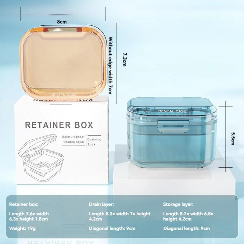 Portable Retainer Case Aligner Denture Storage Box Ventilated Layered Travel Organizer Bekas Penyimpanan Alat Gigi - Image 8