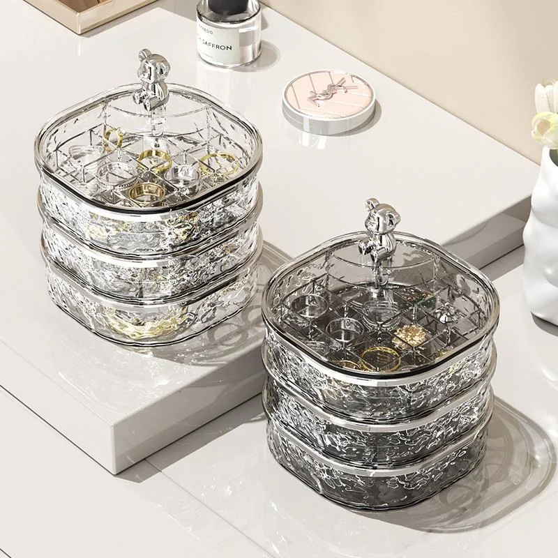 Desktop Jewelry Box Earring Ring Necklace Organizer Storage Vanity Kotak Barang Kemas Berputar - Image 8