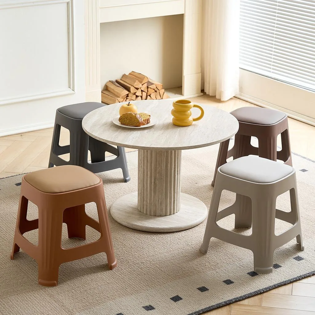 Stackable Plastic Dining Chair Light Luxury Square Stool For Home Kitchen Kerusi Plastik - Image 8