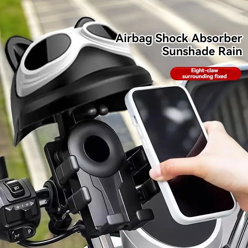 Shockproof Rain Sun Phone Mount With Mini Helmet For Electric Bike Food Delivery Rider Pemegang Telefon - Image 8