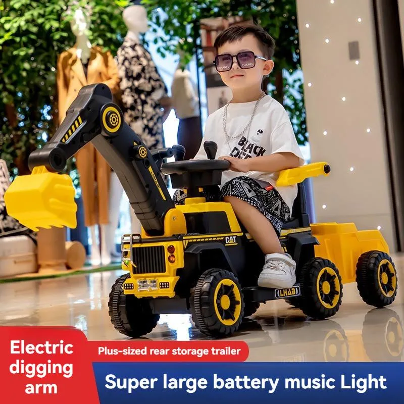 Remote Control Extra Large Electric Kids Ride On Excavator Sliding Toy Car Kereta Mainan Penggali Elektrik 4 Roda - Image 8