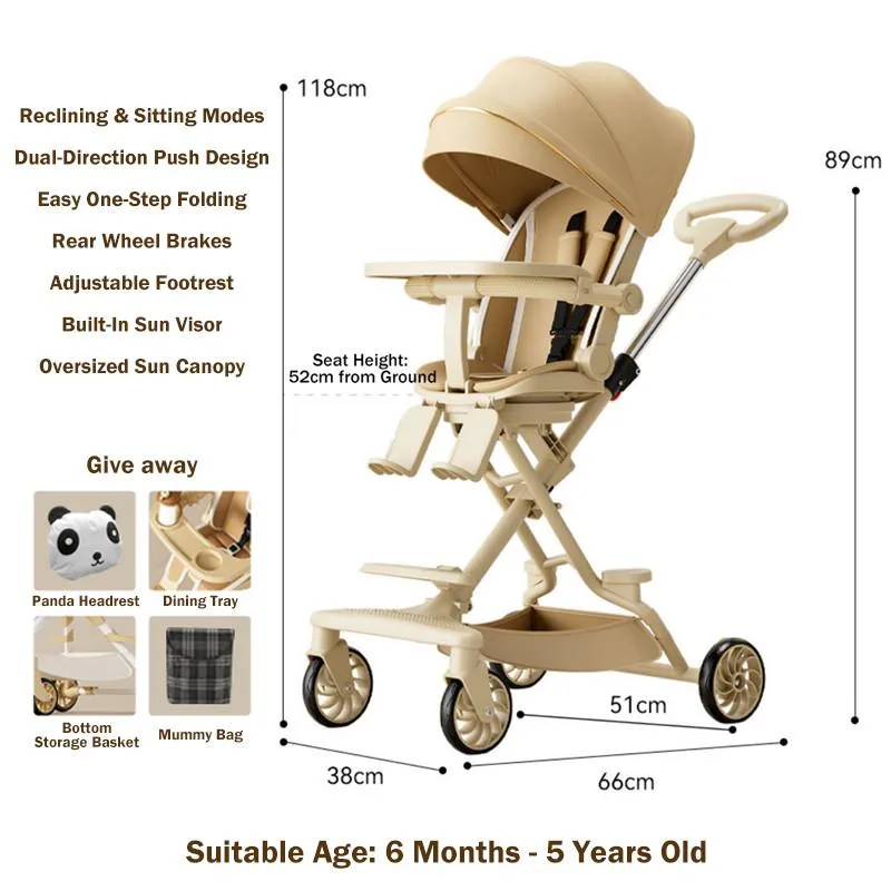 Lightweight Foldable Reversible Baby Stroller Sit And Lie Outdoor Kids Pushchair Stroller Kereta Sorong Bayi - Image 8