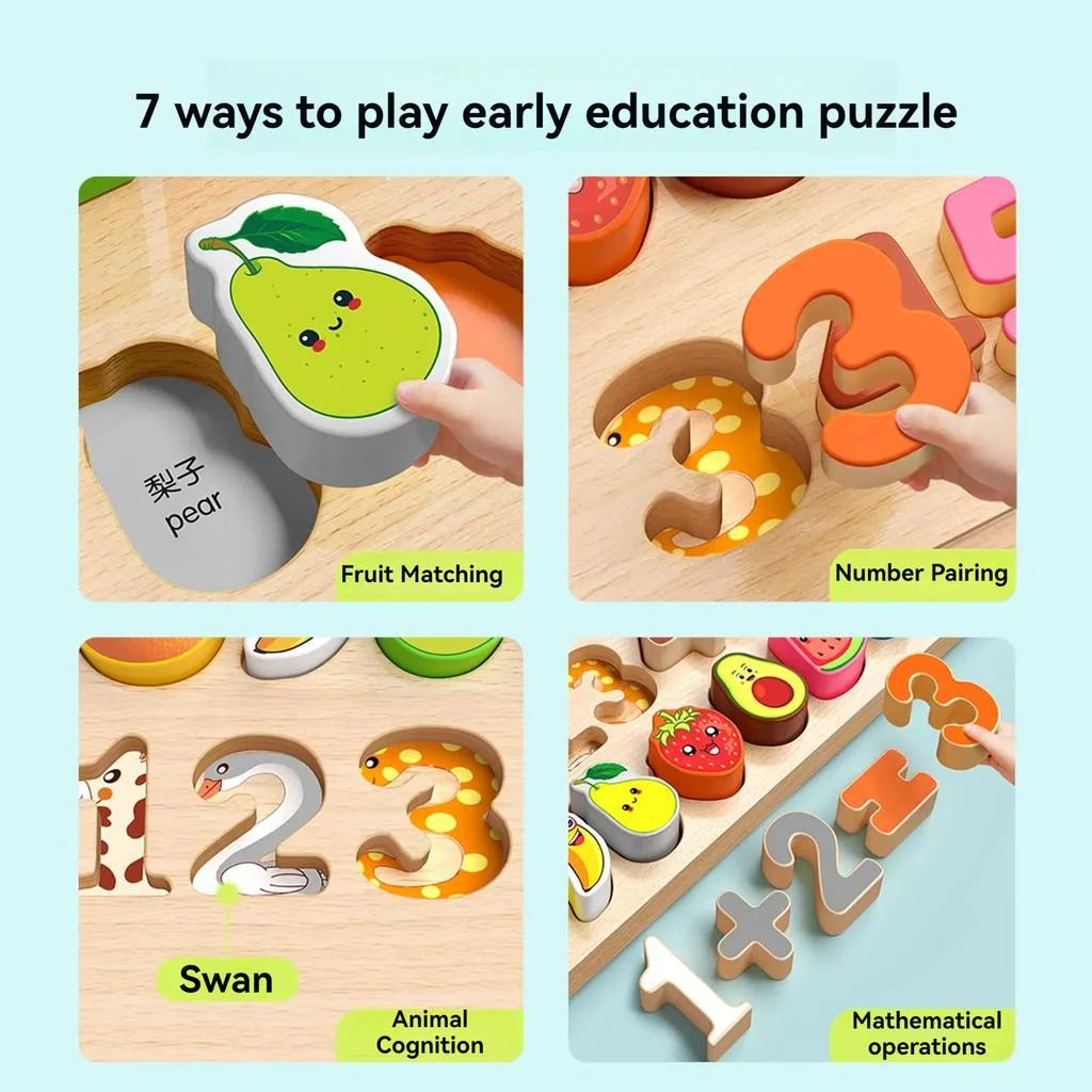 Wooden Number Puzzle Blocks Montessori Educational Toys For Toddlers And Kids Mainan Blok - Image 8