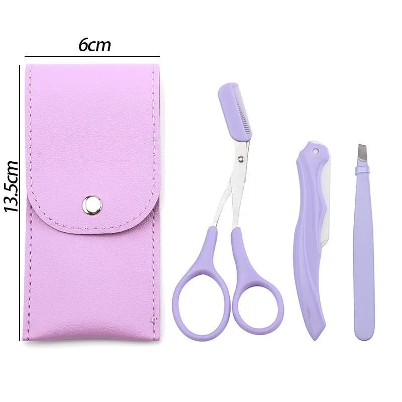 Foldable Eyebrow Razor Set With Eyebrow Comb Scissors For Women Beginners Set Pisau Alis - Image 8