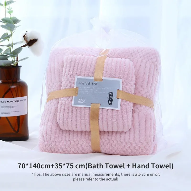 Set Tuala Mandi Coral Fleece Penyerap Air, Tuala Muka Lembut, Tuala Pantai Tebal, Tuala Ibu & Anak - Image 8