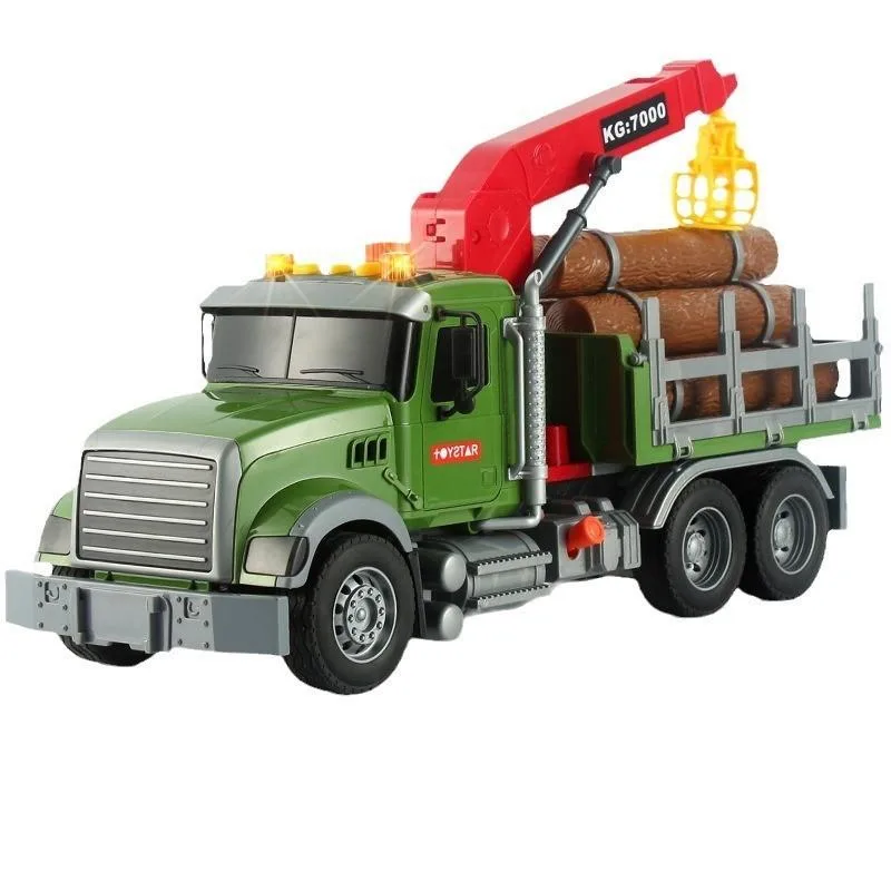 Mainan Lori Pengangkut Kayu Besar, Mainan Kejuruteraan Kanak-Kanak dengan Kren & Dumper - Image 8