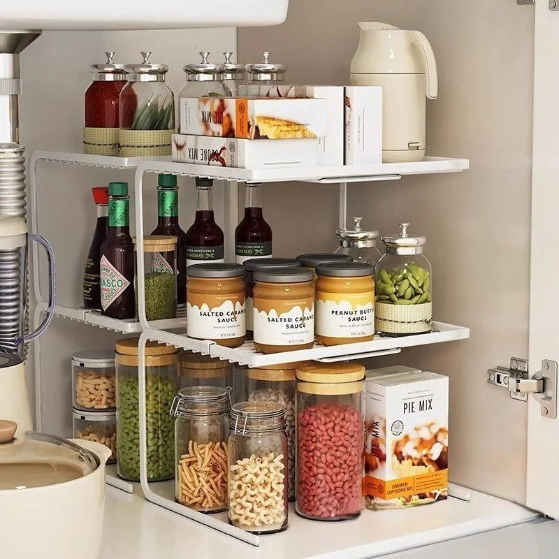 Rak Bertingkat Kaunter Dapur, Pengatur Peralatan Dapur dengan Rak Pelbagai Aras & Kabinet - Image 8