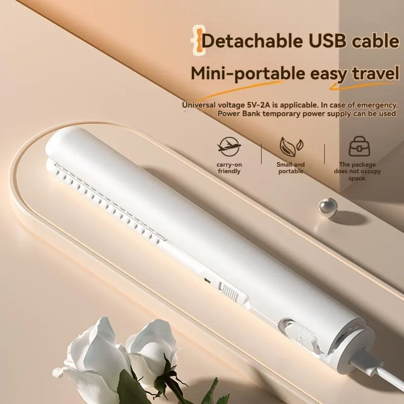 Pelurus Rambut Mini USB Mudah Alih, 2-dalam-1 Pengeriting & Pelurus untuk Asrama Pelajar - Image 8