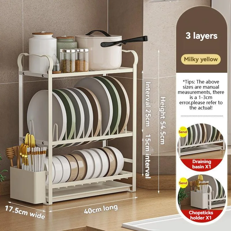 Rak Pengering Pinggan Dapur, Rak Simpanan Sudu, Pisau, Papan Pemotong & Mangkuk - Image 8