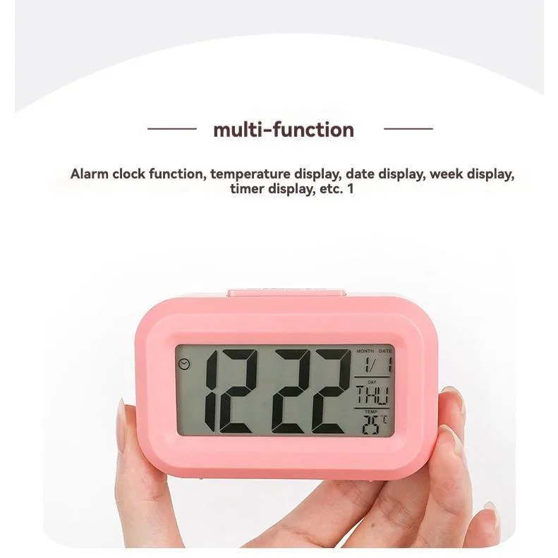 Jam Digital Mini Serbaguna dengan Lampu Malam, Suhu, Kalendar & Pemasa untuk Rumah - Image 8