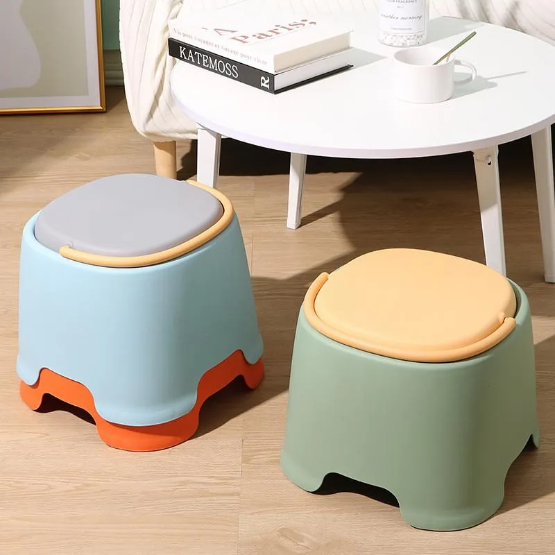 Plastic Stool With Handle Thickened Home Living Room Dining Chair Anti-slip Kerusi Plastik - Image 9