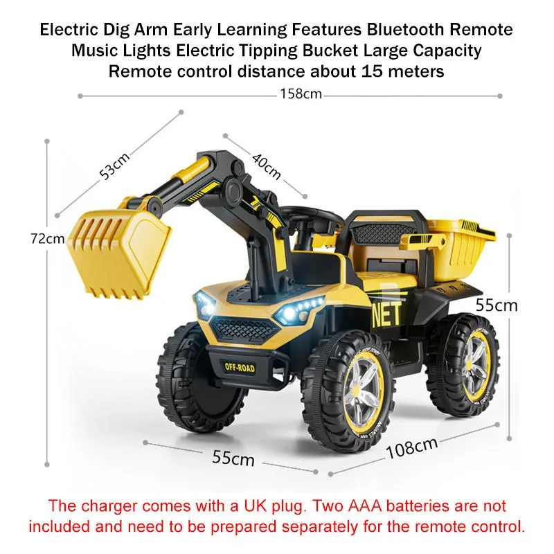 Remote Control Extra Large Kids Ride On Excavator Toy Off Road Beach 12V Dual Motor Vehicle Pengorek Elektrik - Image 9