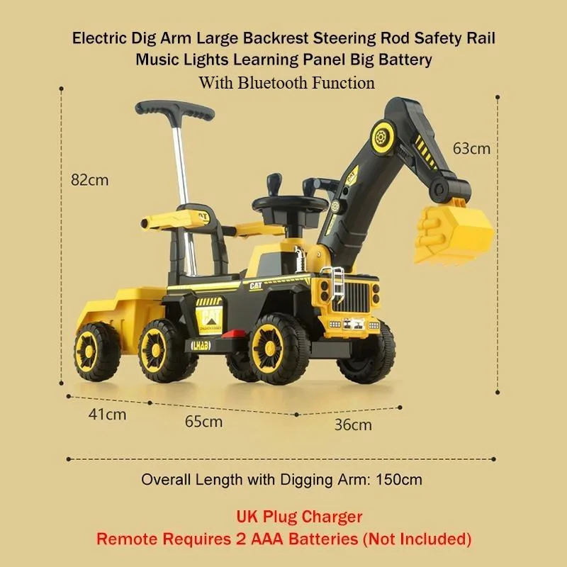 Remote Control Extra Large Electric Kids Ride On Excavator Sliding Toy Car Kereta Mainan Penggali Elektrik 4 Roda - Image 9
