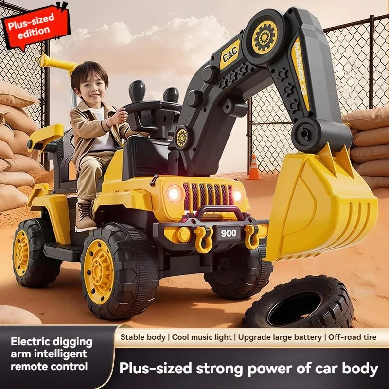 Kids Electric Excavator Large Digger Remote Control Ride On Toy Kereta Luncur Penggali Elektrik 4 Roda - Image 9