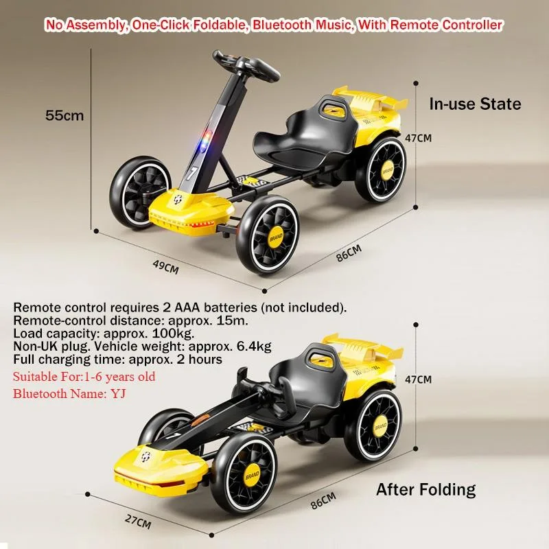 Kids Foldable No Assembly Ride‑On Electric Go Kart Remote Control Four Wheel Baby Toy Car Go Kart Elektrik - Image 9
