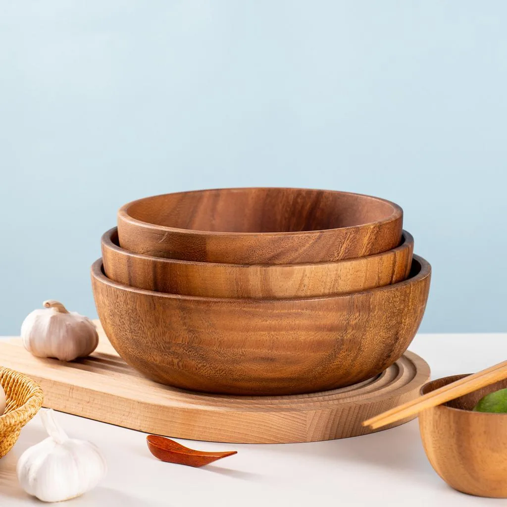 Large Wooden Salad Bowl Unbreakable Ramen Soup Bowl for Household Use Mangkuk Salad - Image 10