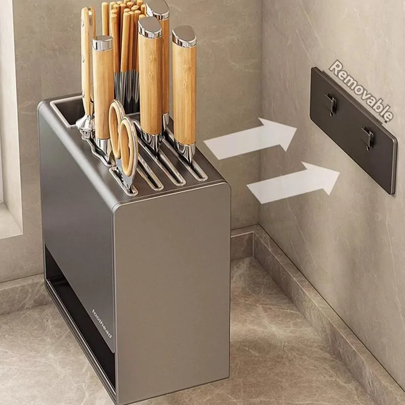 Pemegang Pisau Dapur Serbaguna Lekap Dinding, Pengatur Sudu & Chopstick Tanpa Perlu Gerudi - Image 10