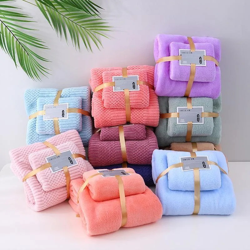 Set Tuala Mandi Coral Fleece Penyerap Air, Tuala Muka Lembut, Tuala Pantai Tebal, Tuala Ibu & Anak - Image 10