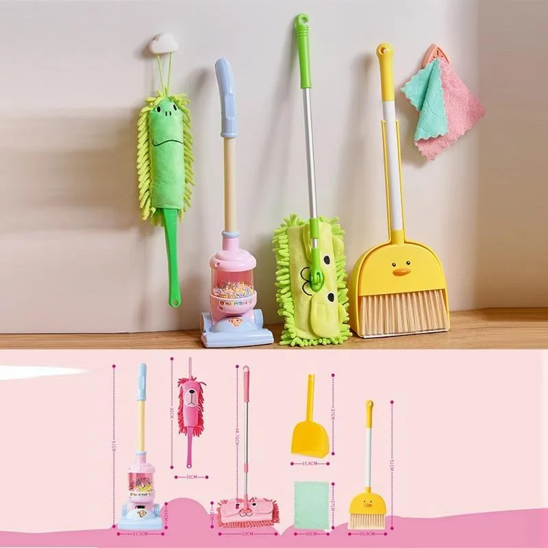 Set Mainan Edukasi Main Peranan Kanak Kanak Itik Kuning Comel Penyapu Pengorek Vacuum Mop - Image 10