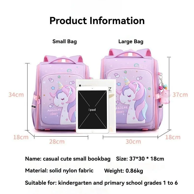 Unicorn Cartoon Backpack Ergonomic Anti-Backpack for Boys and Girls Grades 1-3 Beg Galas Pelajar - Image 11