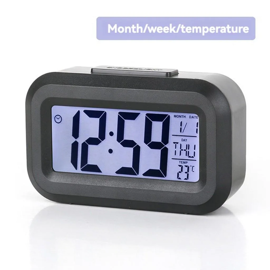 Jam Digital Mini Serbaguna dengan Lampu Malam, Suhu, Kalendar & Pemasa untuk Rumah - Image 12