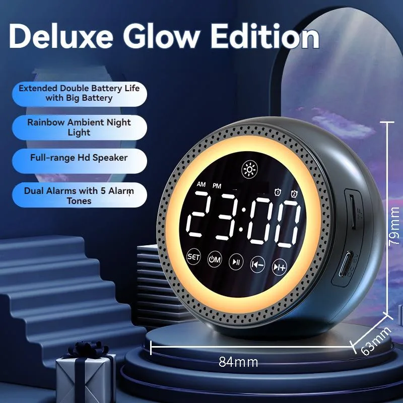 Jam Penggera Pintar AI Kawalan Suara Pembesar Suara Bluetooth Bunyi Kuat Boleh Cas Jam Meja untuk Pelajar Asrama - Image 12