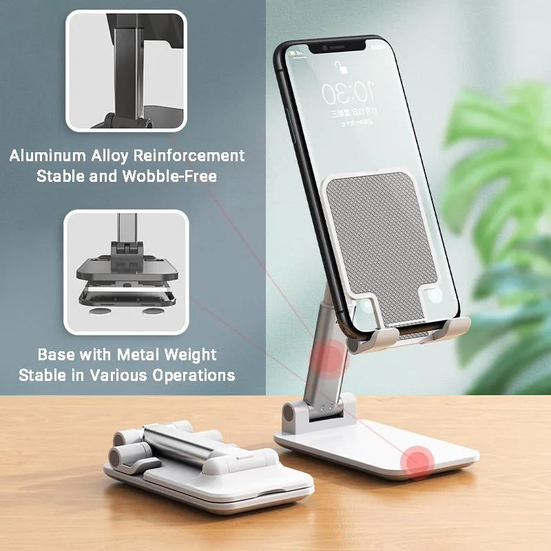 Pemegang Telefon Mudah Alih Boleh Laras, Tapak Boleh Lipat untuk Telefon & Tablet Meja - Image 14