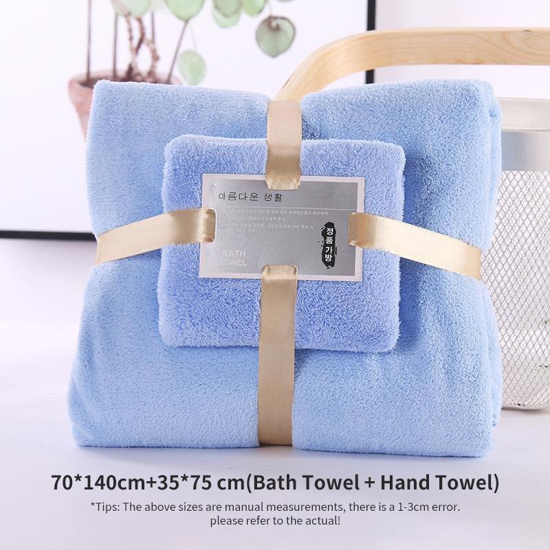 Set Tuala Mandi Coral Fleece Penyerap Air, Tuala Muka Lembut, Tuala Pantai Tebal, Tuala Ibu & Anak - Image 17