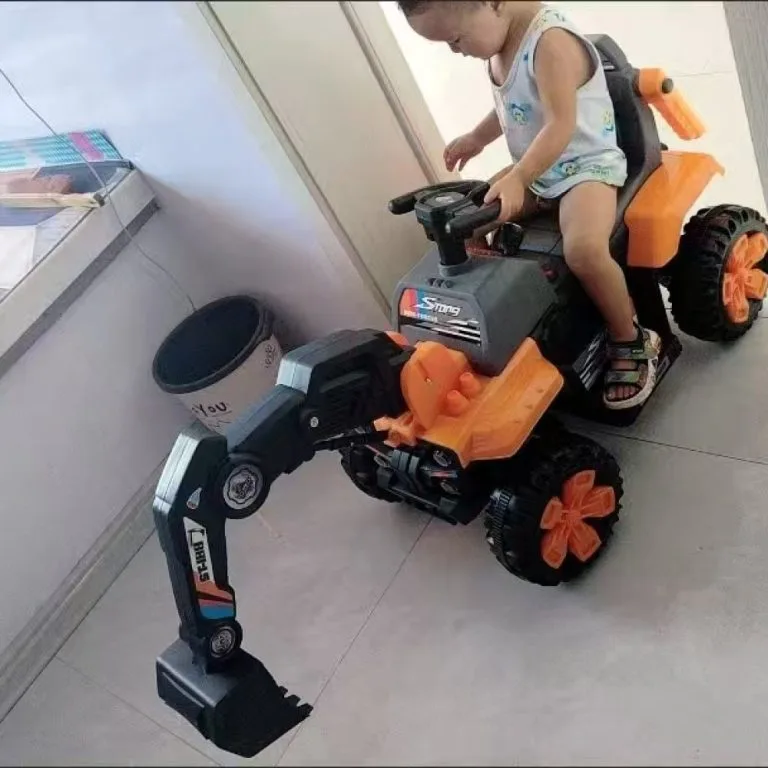 Remote Control Electric Kids Excavator Toy Dual Motor Large Rechargeable Digger Car for Boys Pengorek Elektrik