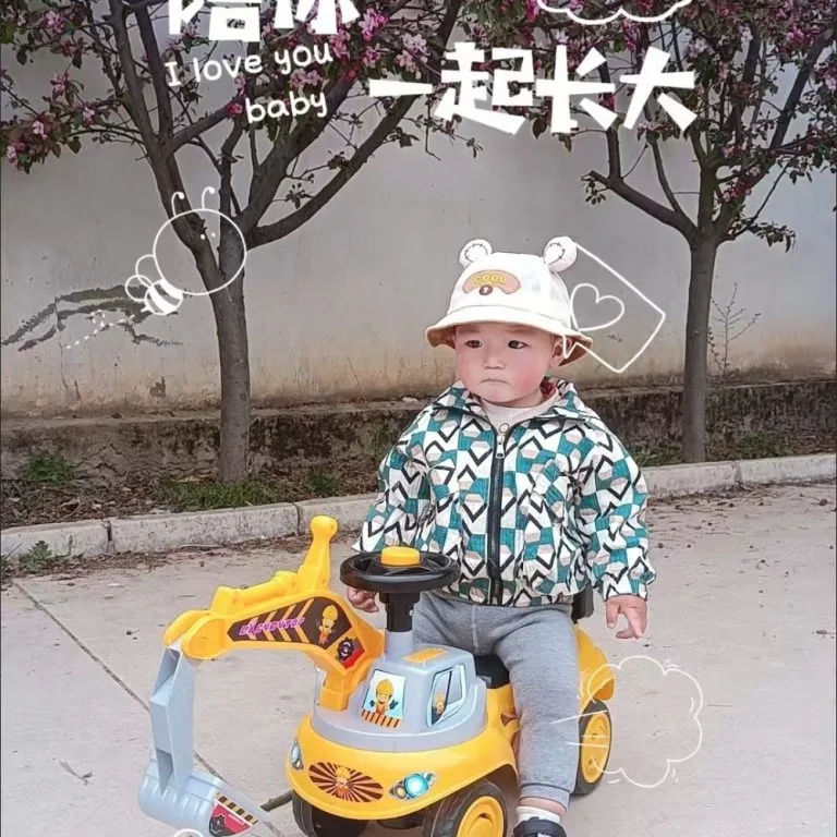 Kids Ride On Excavator Toy Sliding Engineering Vehicle Digger Toy For Boys Kereta Mainan Penggali Untuk Bayi