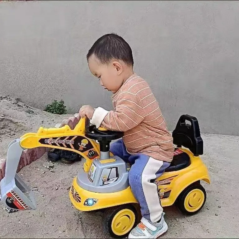 Kids Ride On Excavator Toy Sliding Engineering Vehicle Digger Toy For Boys Kereta Mainan Penggali Untuk Bayi
